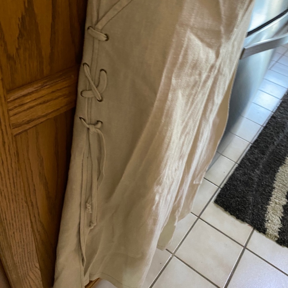 Cache Beige Linen Flare Capris Size 12 - image 7